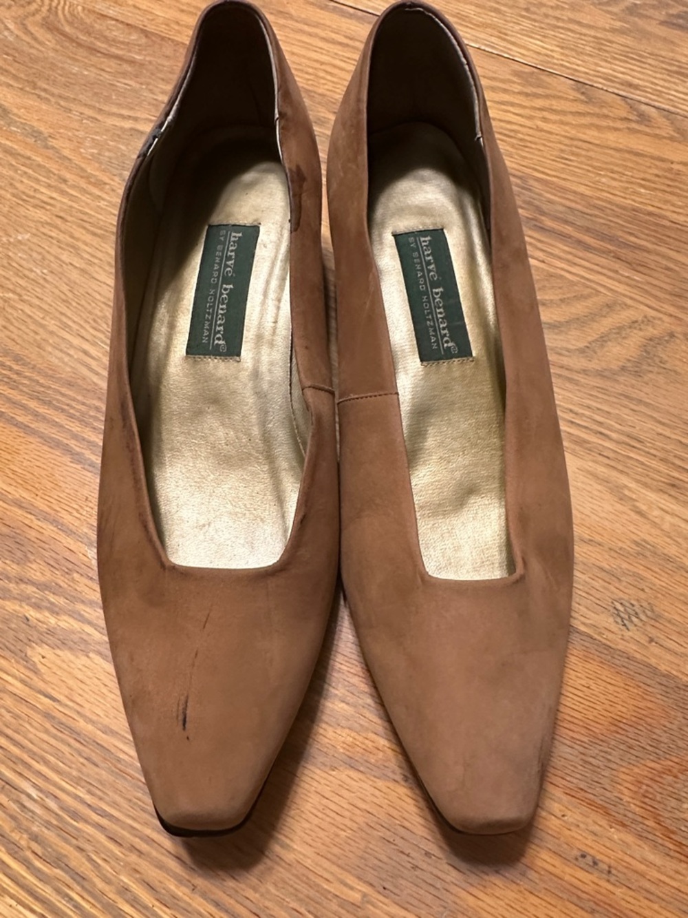Harve Benard Tan Suede Square-Toe Sz 9 Heel 1.25